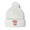 Speedy Pros Pom Pom Beanies for Women Poland Polska Embroidered Country Seal Flag Skull Cap World Cup Soccer Flags Winter Hats for Men Acrylic 1 Size White Design Only