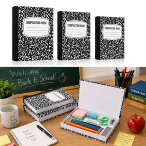 Spiareal 3 Pcs Composition Notebook Back to School Decorations, Black