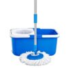 Spin Mop and Bucket Set with Microfiber Mop Head, Hands Free Wringer and Dual Bucket Design for Hardwood, Tile, Marble and Floor Cleaning