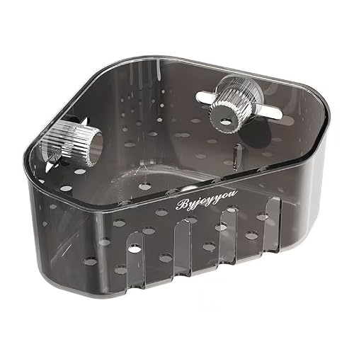Sponge Holder Triangle Sink Caddy Organizer with Suction Cup, Tool Free TPE Corner Storage Rack for Kitchen Sink and Bathroom, Wall Mounted Holder for Scrubber, Soap, Toiletry, Dark Grey
