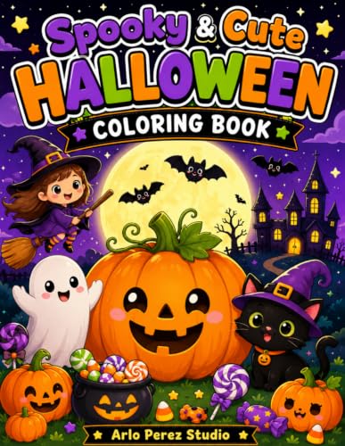 Spooky & Cute Halloween Coloring Book: Fun and Easy Coloring Pages for Kids Ages 3–8: 30 Adorable Halloween Designs Featuring Ghosts, Pumpkins, Witches, and More! (Little Adventures Coloring Series)