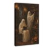 Spooky Duo Ghosts in Library Art Mysterious Haunted Bookshelf