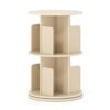 SPORFIT 2-Tier 360° Rotating Bookshelf, 26" Tall, Natural