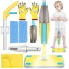 Spray Mop Kids Montessori Love Toy Set with Real Water Sprayer 3PCS Washable pads Squeeze Working Mini Size Kids Spray Mops Cleaning Toy Set That Really Work for Toddler 3-8 Floor Cleaning Dust