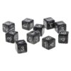 Square Corner 16mm D6 Dice, Black Acrylic 10 Piece