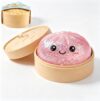 Squishy Squeeze Bao Bun Toy with Steamer, Soft Slow Rebound Stress & Anxiety Relief Sensory Fidget Ball for Kids Adults(Pink)