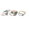 SRUCVOU 3PCS Ocean Theme Blue Enamel Whale Tail Ring Set for Women Inlaid Rhinestone Manta Ray Wave Adjustable Open Midi Knuckle Rings Daily Commute Jewelry (Gold A)