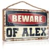 SRZGACPOZ Funny House Signs Beware Of Alex Wooden Sign