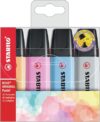 STABILO - BOSS ORIGINAL Pastel - Highlighter - Pack of 4 - Pale Orange, Cloudy Blue, Frozen Fuchsia, Dusty Grey