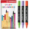 STABILO T300 Acrylic Marker Pens 2-3mm Bullet Tip, Pack of 3, Light Tones