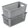 Stack It Plastic Storage Basket with Handles, Gray, Set of 2