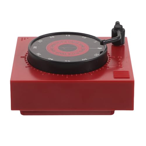 STAHAD Retro Vinyl Record Kitchen Timer with Magnetic Abs Body, Loud Alarm Alert and Visual Countdown for Cooking Multitasking, Stylish Red Wind up Timer for Home and Kitchen Use