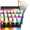 Stained Fabric Paint Set, 1oz / 30ml Waterproof Acrylic Enamel & Ceramic Fabric Painting Kit for Arts with 6 Brushes