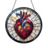 Stained Glass Anatomical Heart Panel, Window Hanging, Colorful Science and Anatomy Home Accent, for Med Students