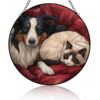 Stained Glass Window Hanging Border Collie and Ragdoll Cat 6.3" SunCatcher