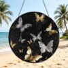 Stained Glass Window Hanging, Gold White Butterflies