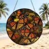 Stained Glass Window Hanging, Monarch Butterflies