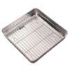 Stainless Steel Baking Sheet and Cooking Wire Rack Set, 304 Stainless Steel Square Baking Pan for Air Fryer Oven, Oil Draining Roasting Pan for Crispy Chicken Wings