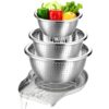 Stainless Steel Colander Set with Self-Draining Base, 3-Size Food Strainer
