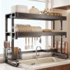 Stainless Steel Over Sink Dish Drying Rack, Adjustable Height Space-Saving Shelf for Kitchen Sink