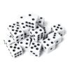 Standard Dice,16Mm Bulk White Opaque Black Pips Six Sided Dice Set