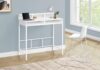 Standing Desk with Storage Shelves, 48" L, White Laminate and Metal