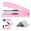 Stapler 25 Sheet Capacity with 1000 Staples and Staple Remover, Pink