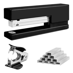 Stapler 25 Sheet Capacity with 830 Staples and Staple Remover, Black Pink