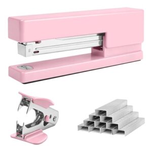 Stapler 25 Sheet Capacity with 830 Staples and Staple Remover, Pink Stapler