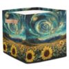 Starblythe 13x13x13 Storage Cube Bin Starry Night Sunflowers
