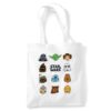 Star Wars Face Icons Grocery Travel Reusable Tote Bag, White, 38X42Cm