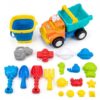STEM Engine Beach Sand Toys for Kids 20PCS Beach Toys Collapsible Bucket, Castle Building Dump Truck with Bucket Construction Toy, Sand Molds, Shovels, Toddlers Summer Outdoor Travel Toy