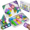 STEM MATCH Magnetic Tiles Travel Toys Kids: 48PCS 3-in-1 Journey Blocks Set