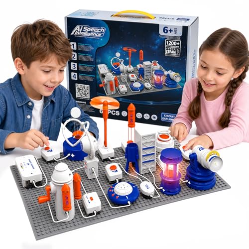 STEM Science Kit for Kids - 66 Pcs Electronics Exploration Kit with 1200+ Circuit Projects & 2 Extra 4-Head Wires, Snap Circuits Building Toy, STEM Gift for Boys Girls Ages 3-12