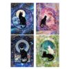 Sticker Puzzle Set, 4 Black Cat DIY Craft Toys, Portable, 5.71x4.13inches