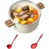 Stock Pot, 10.2 in Stone-derived Aluminum Alloy Cooking Pot with Glass Lid and Heat-safe Handles, Large Capacity Cookware, 2 Silicone Spoons Included, for Induction Gas Ceramic Hobs