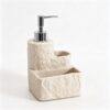 Stone‑Textured Bathroom Soap Dispenser with Soap Dish & Storage Compartment