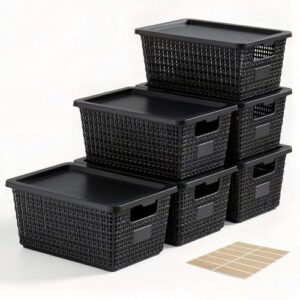 Storage Bins with Lids | Plastic Storage Baskets with Lids for Office Organization,Stackable Organizing Bins with Latching Design, Easy-Clean Boxes for Home, Office, Toys & Classroom Supplies, 6 packs