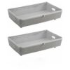 Storage boxes, set of 2, gray with zippers, featuring a transparent divider on top. Great for storing shoes and household items, a space-saving and efficient storage solution.
