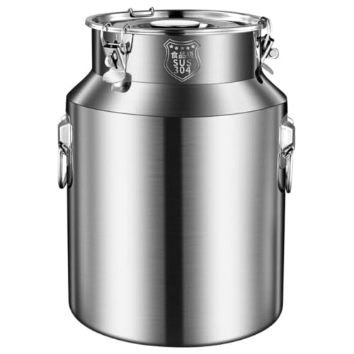 Storage Containers, 304 Stainless Steel Milk Can Jug Containers, Milk Can Transport Barrel Wine Oil Rice Pail Bucket Tote Jug for rice flour sugar grain coffee bean storage(42L)