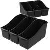 Storex Large Book Bin - Interlocking Plastic Organizer for Home, Office, and Work Space - Black, 6-Pack (70109E06C)
