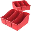 Storex Large Book Bin, Interlocking Plastic Organizer for Home, Office and Classroom, Red, 6-Pack (71102A06C)