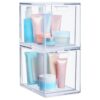 STORi Audrey Stackable Bin Clear Plastic Organizer Drawers | 2 Piece Set | Organize Cosmetics and Beauty Supplies on a Vanity | Made in USA (Pack of 6)