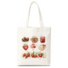 Strawberry Jam Canvas Tote Bag for Women, Large Capacity Shoulder Handbag
