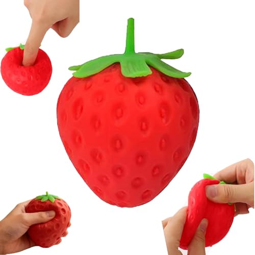 Strawberry Squishy, Realistic Strawberry Ball Relieve Stress and Anxiety, Party Favor Slow Rise Pressure Release Toy (Strawberry)