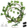 Stshkiu Reptile Climbing Branch 3.28ft Long Reptile Vines with Flexible 6.56ft Leaves Vines and Suction Cups for Snake Lizard Bearded Dragons Gecko Tank