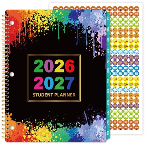 Student Planner 2026-2027 - Academic Organizer July 2026 - June 2027, 9" x 11", School Planner 2026-2027 With Stickers, 12 Monthly Tabs - Perfect for School Year