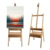 Stuelloaf Large Solid Beech Wood Painting Easel H-Frame with Storage Drawer