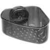 Suction Corner Storage Basket, for Kitchen Sink Bathroom Balcony, Press Install Sink Drainer Basket with Hollow Triangle Design, Heavy Duty PET Sponge Storage Rack, Transparent Black, 1 Pack
