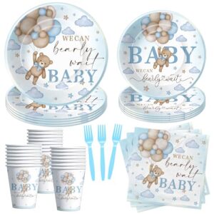 Suhelkit Bear Baby Shower Decorations Party Supplies for Boys, 24 Guests